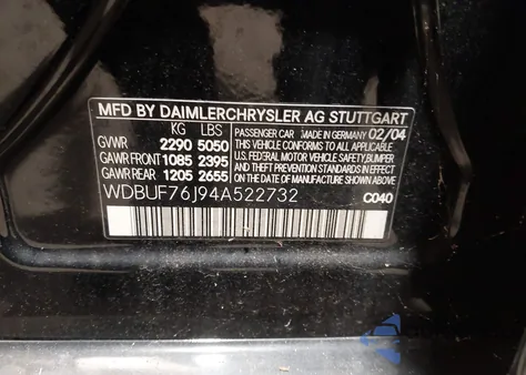 2004 Mercedes-Benz E 55 Amg from USA, damaged, VIN WDBUF76J94A522732